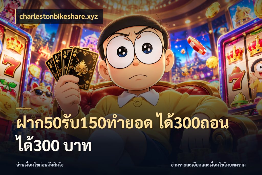 ฝาก50รับ150ทำยอด ได้300ถอนได้300 บาท charlestonbikeshare.xyz โปรยอดรับที่สายเกมสนใจ